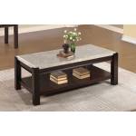 Festus Cocktail Table - Marble Top - Dark Cherry